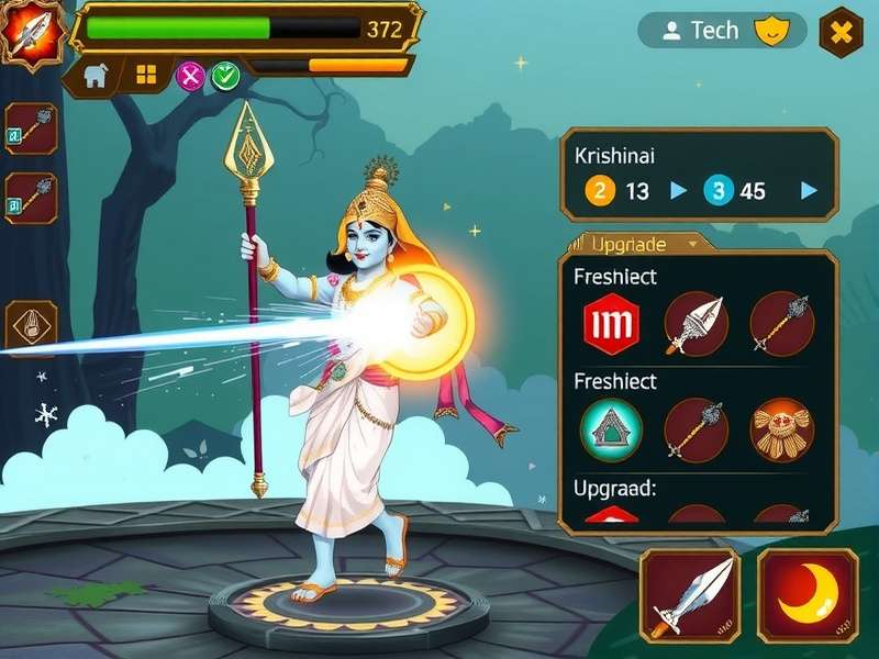 Krishna S Heroic Feats gameplay screenshot showing divine combat